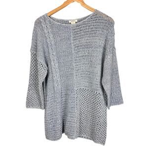 Sundance Open Knit Cotton Sweater Heathered Baby Blue Size XL Cottagecore Boho